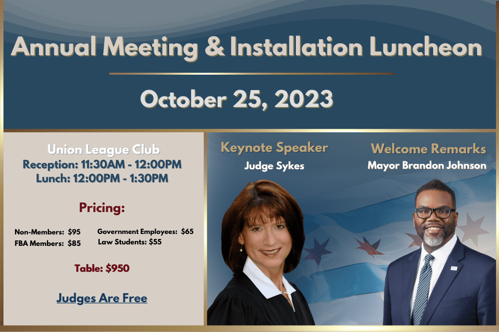 2023 Annual Meeting Installation Luncheon Federal Bar Association Chicago Chapter Featured