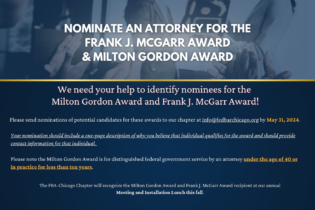 Frank J McGarr Milton Gordon Award Fedearl Bar Association Chicago Chapter Feature